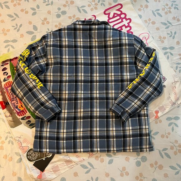Chrome Hearts Sanskrit Check Quilted Shirt Blue And Black Check - Picture 8 of 9